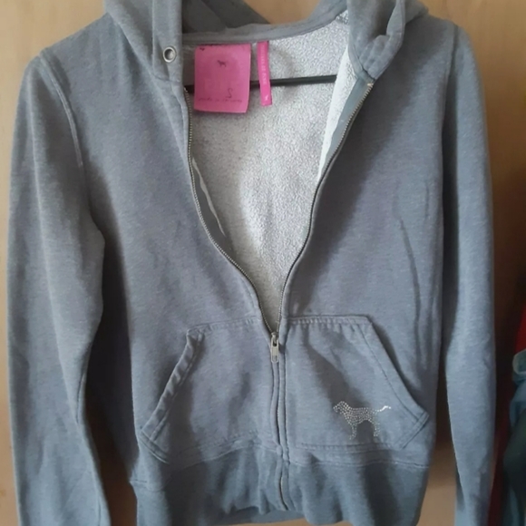 Vintage Gray Bling PINK Victoria Secret Zip up - Picture 2 of 5